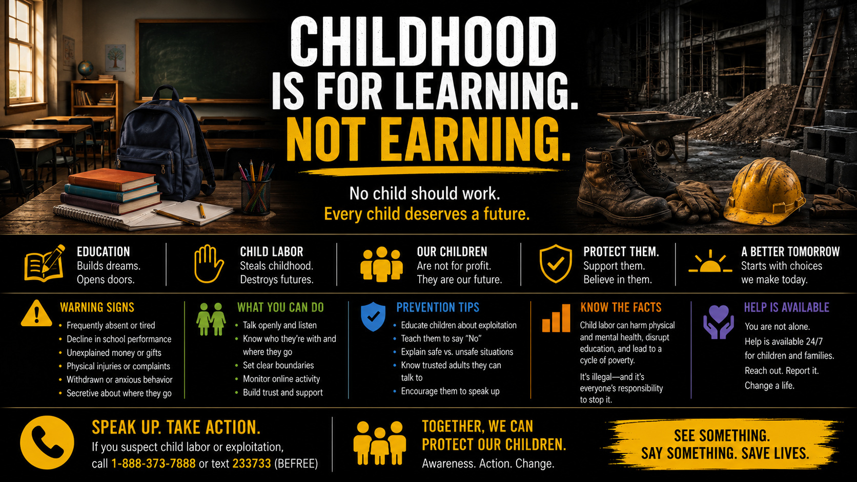 Child labor awareness graphic
