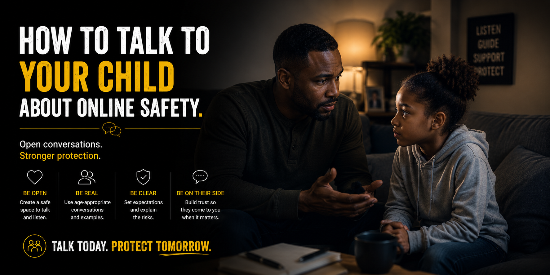How to talk to your child about online safety: what to say by age, and how to respond so your child keeps telling you things.